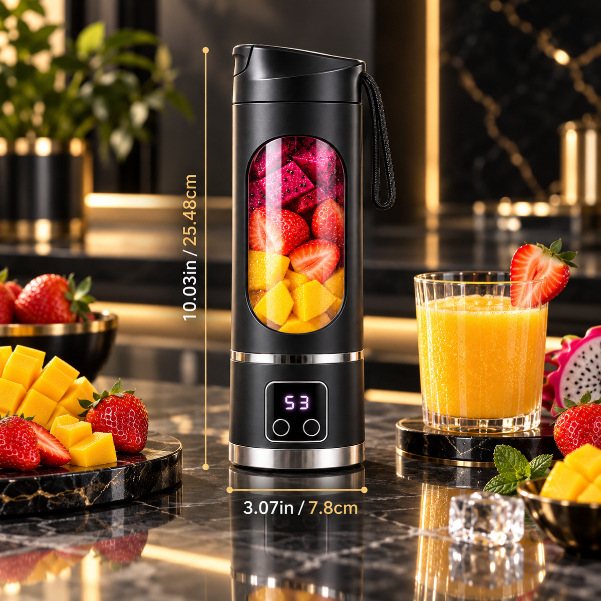 VIRAL Portable Blender with fresh fruit and juice